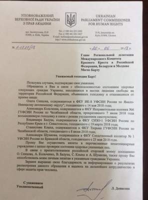 Денисова обратилась в Красный крест с просьбой посетить заключенных